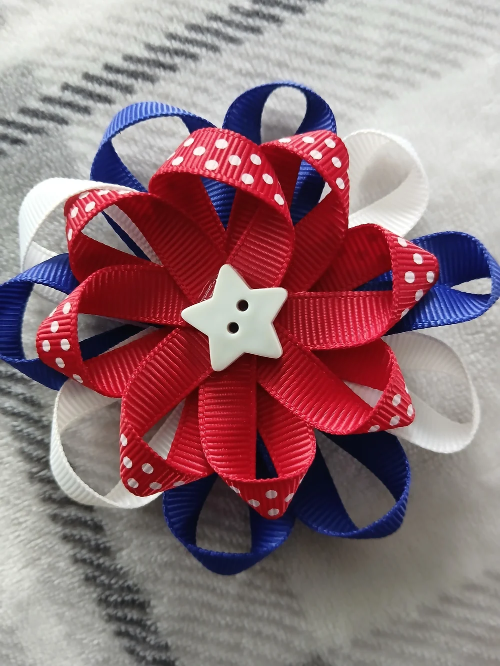 Red Polka Dot & Patriotic Ribbon Kids Hair Bow Set
